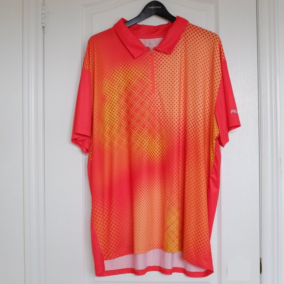 COPY - The Fila Orange Diamond Halftone Vector Golf Polo Jersey UPF 2 for $25 - Picture 1 of 10